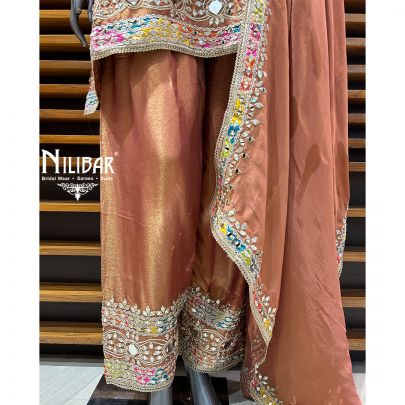 Rust Lamé Silk Salwar Suit