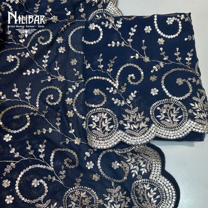Midnight Blue Georgette Unstitched Suit
