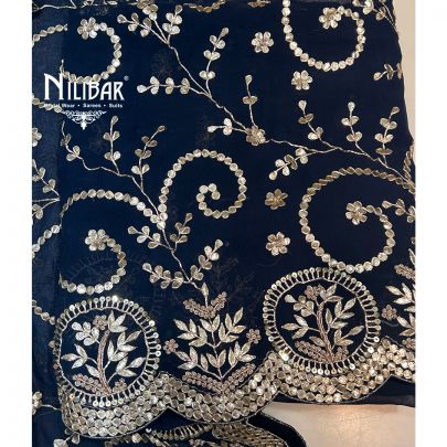 Midnight Blue Georgette Unstitched Suit