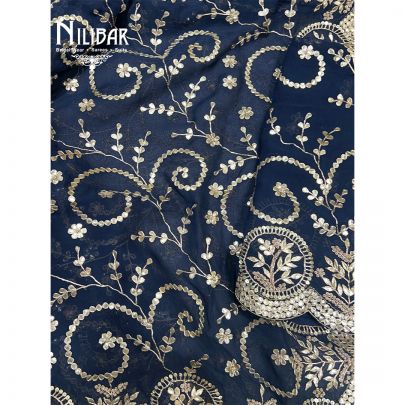 Midnight Blue Georgette Unstitched Suit