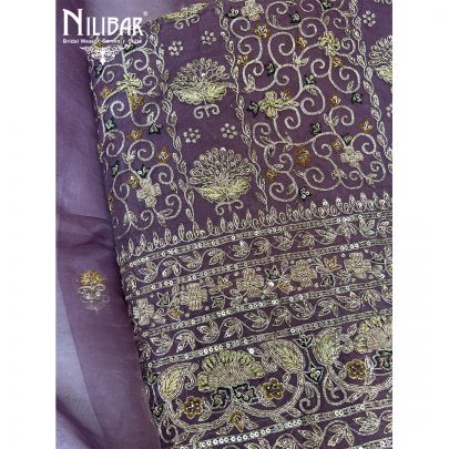 Purple Organza Unstitched Suit