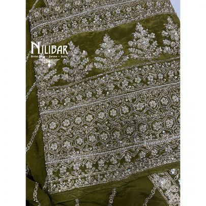 Mehandi Green Crepe Unstitched Suit