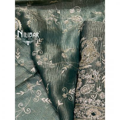 Peacock Green Crush Tissue Unstitched Suit