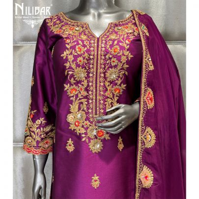 Boysenberry Purple Silk Garara Suit