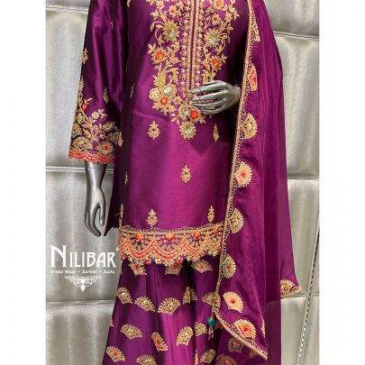 Boysenberry Purple Silk Garara Suit