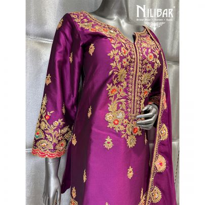 Boysenberry Purple Silk Garara Suit