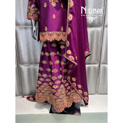 Boysenberry Purple Silk Garara Suit