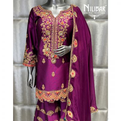Boysenberry Purple Silk Garara Suit