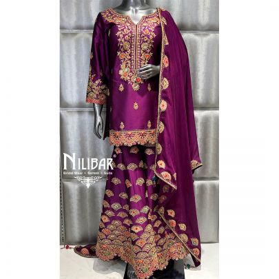 Boysenberry Purple Silk Garara Suit