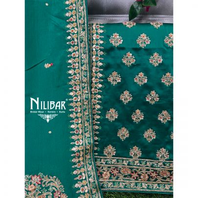 Green Satin Unstitched Suit