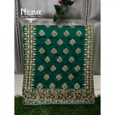 Green Satin Unstitched Suit