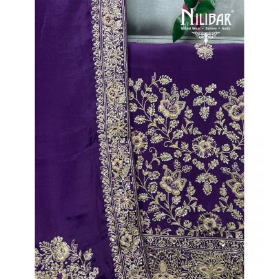 Purple Crepe Unstitched Suit