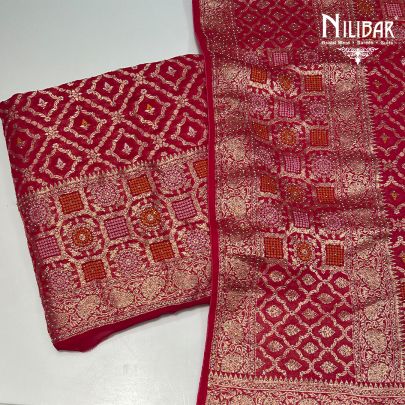 Pink Georgette Unstitched Suit