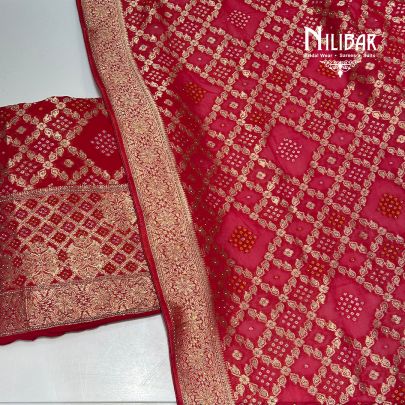Red Georgette Unstitched Suit