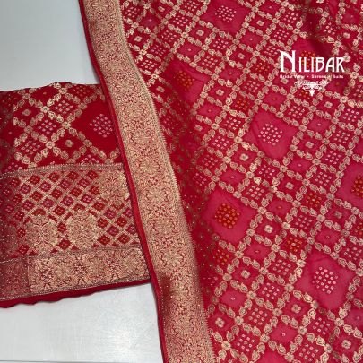 Red Georgette Unstitched Suit