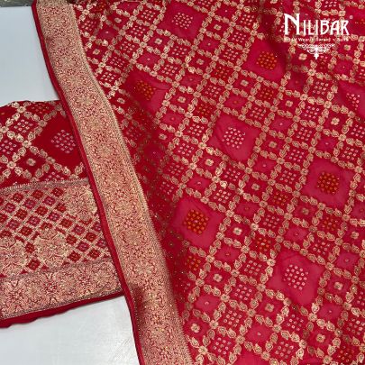 Red Georgette Unstitched Suit