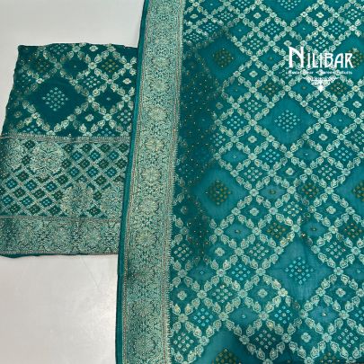 Peacock Blue Georgette Unstitched Suit