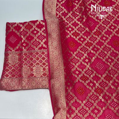 Rani Pink Georgette Unstitched Suit