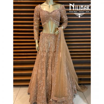 Russet Brown Net Lehenga