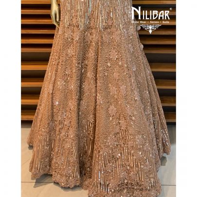 Russet Brown Net Lehenga