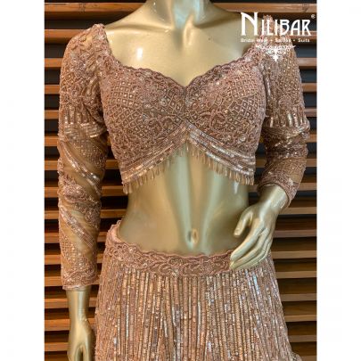 Russet Brown Net Lehenga