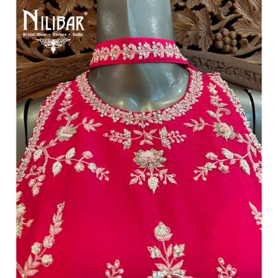 Bright Pink Silk Net Jumpsuit