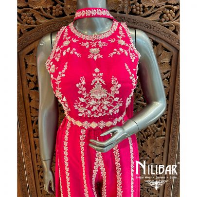 Bright Pink Silk Net Jumpsuit
