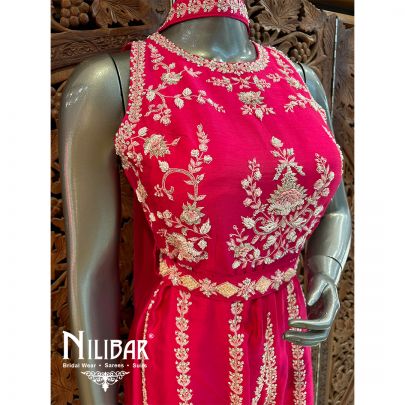 Bright Pink Silk Net Jumpsuit