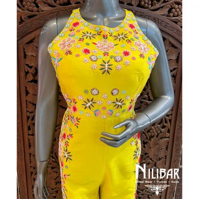 Bright Yellow Silk Net Jumpsuit