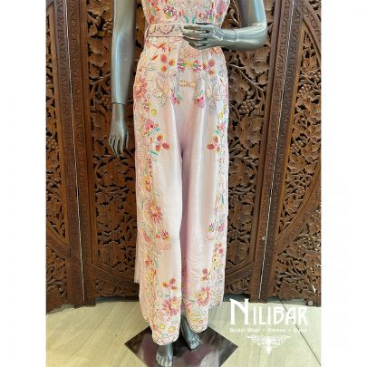 Baby Pink Silk Net Jumpsuit