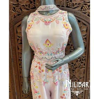 Baby Pink Silk Net Jumpsuit