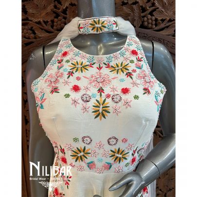 Daisy White Silk Net Jumpsuit