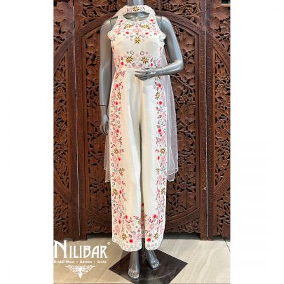 Daisy White Silk Net Jumpsuit