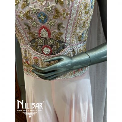 Baby Pink Silk Net Jumpsuit