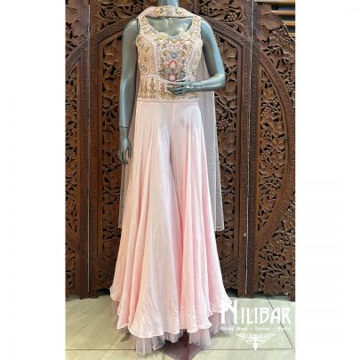 Baby Pink Silk Net Jumpsuit