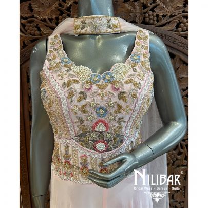 Baby Pink Silk Net Jumpsuit