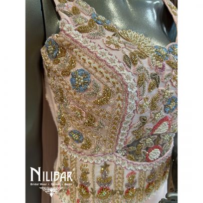 Baby Pink Silk Net Jumpsuit