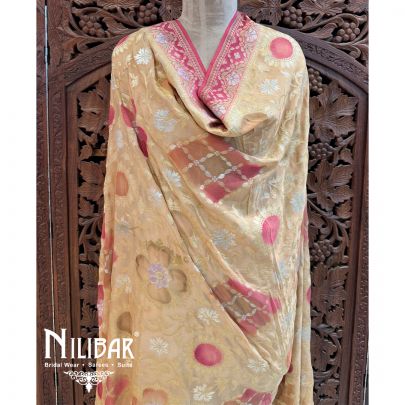 Beige Georgette Embroidered Banarasi Georgette Dupatta.