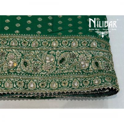 Dark Green Organza Unstitched Suit