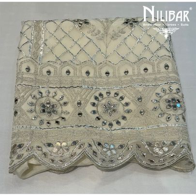 Cream Organza Unstitched Suit