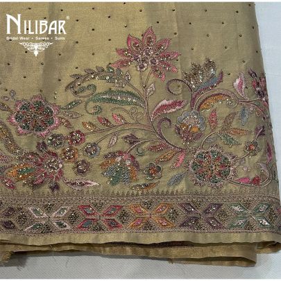 Metallic Gold Maheshwari Silk Unstitched Suit