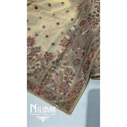 Metallic Gold Maheshwari Silk Unstitched Suit