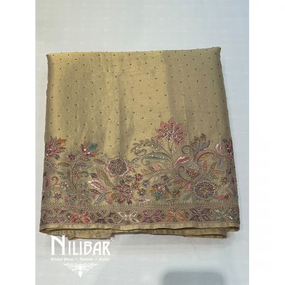 Metallic Gold Maheshwari Silk Unstitched Suit