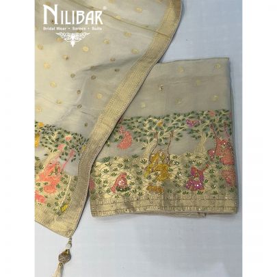 Ivory Silk Unstitched Suit
