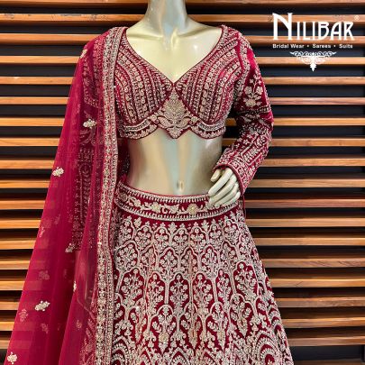 Jam Velvet Bridal Lehenga