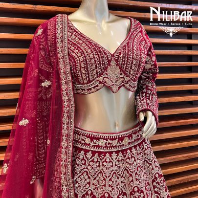 Jam Velvet Bridal Lehenga