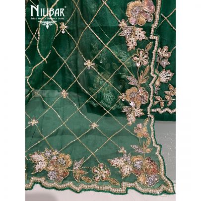 Dark Green Crepe Unstitched Suit
