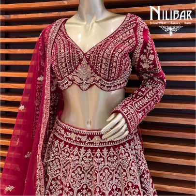 Jam Velvet Bridal Lehenga