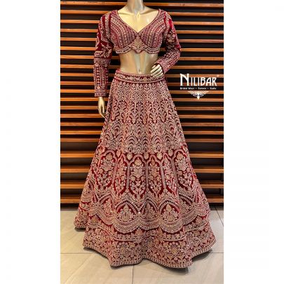 Jam Velvet Bridal Lehenga
