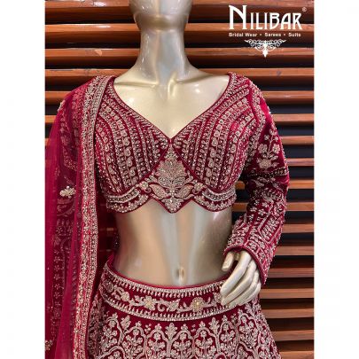 Jam Velvet Bridal Lehenga